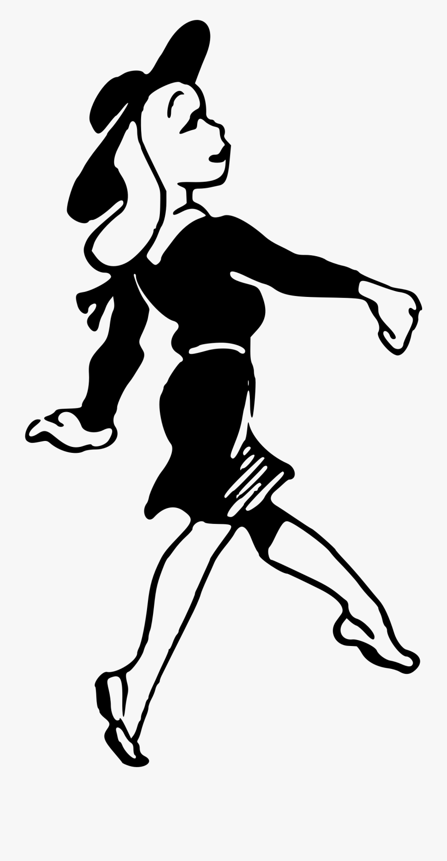 Lady Skipping Big Image - Skipping Black And White, Transparent Clipart
