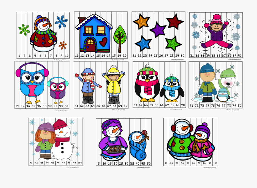 Winter Puzzles Skip Counting, Transparent Clipart