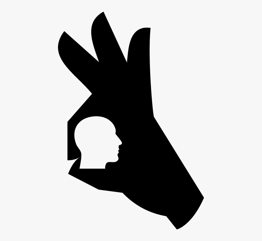 Silhouette,thumb,wing - Silhouette Clipart Okay Sign Hand, Transparent Clipart