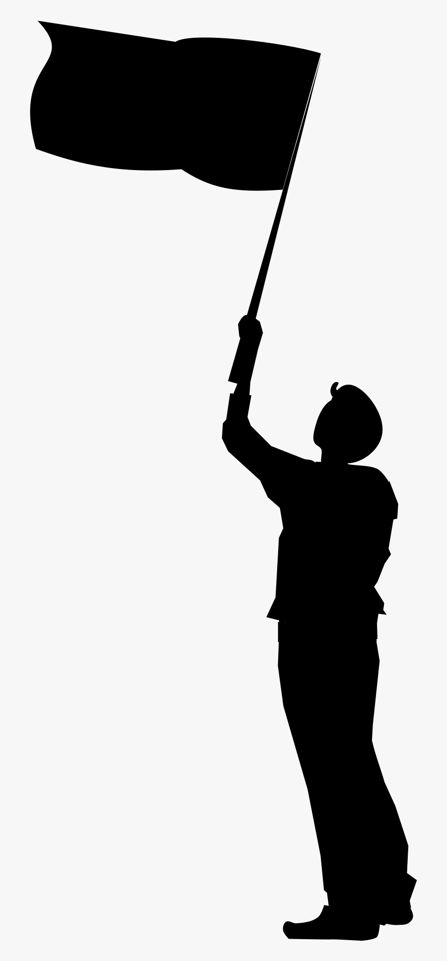 Clipart - Silueta Hombre Con Bandera, Transparent Clipart