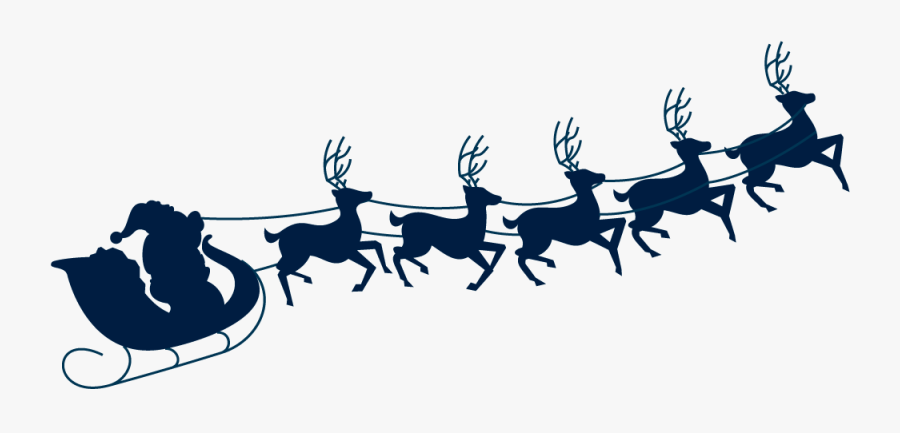 Transparent Santa And Reindeer Silhouette Png - Santa Sleigh Silhouette Png Transparent, Transparent Clipart