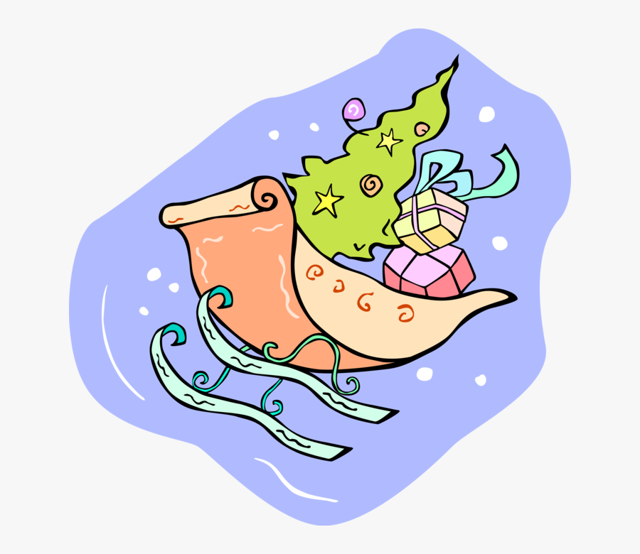 Vector Illustration Of Santa"s Christmas Sleigh With, Transparent Clipart