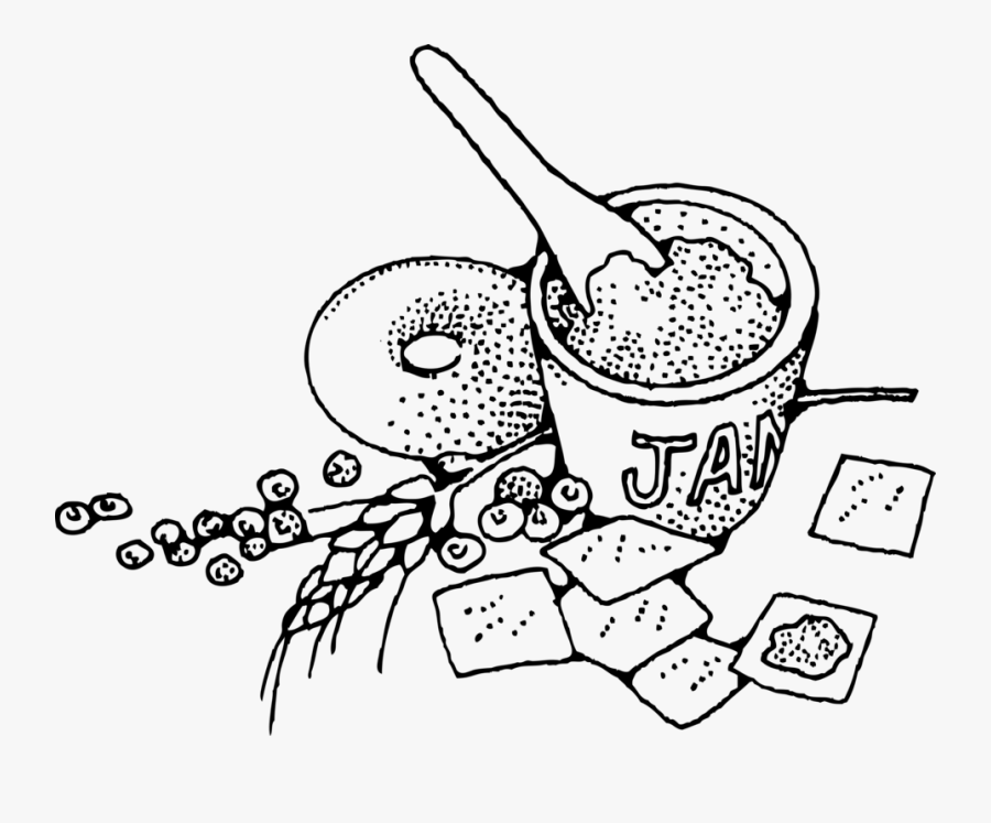 Line Art,cup,food - Crackers With Jam Illustration, Transparent Clipart