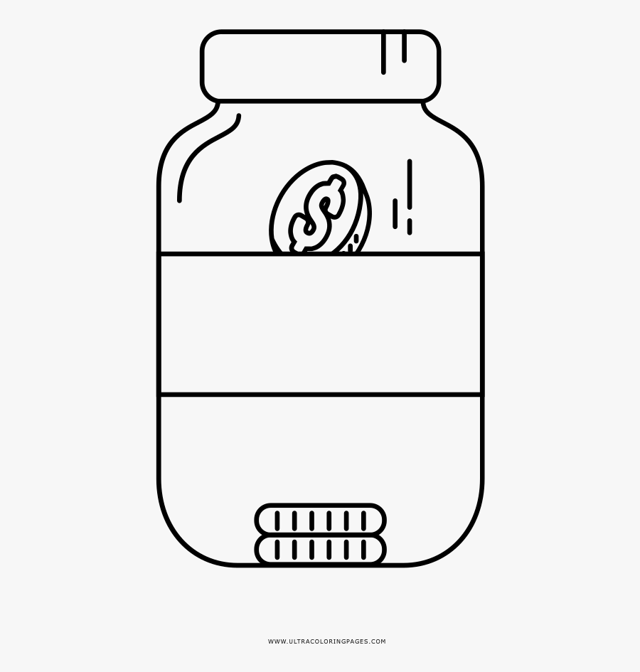 Mason Jar Coloring Page, Transparent Clipart