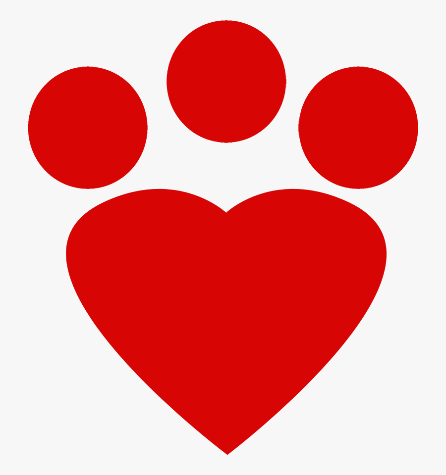 Red Heart Paw Print - Cat Footprint Icon Red Png, Transparent Clipart