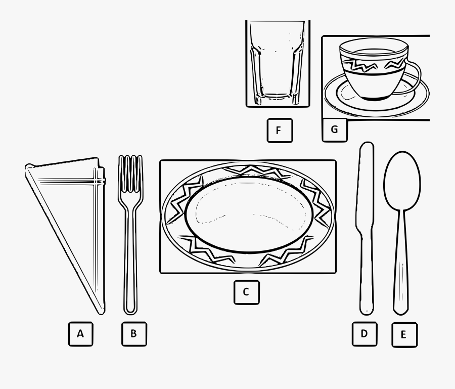 Table Setting - Basic Place Setting Diagram, Transparent Clipart