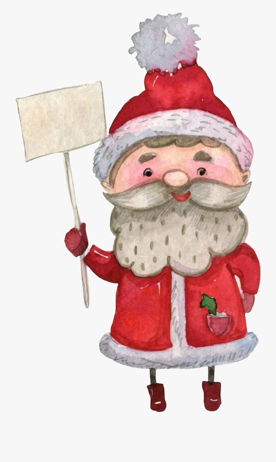 Santa Claus Watercolor Painting - Santa Claus Watercolor Png, Transparent Clipart