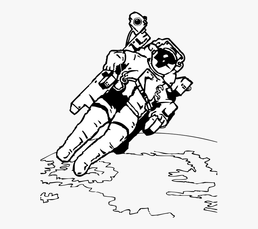 Transparent Walk Clipart Black And White - Astronaut Space Coloring Pages, Transparent Clipart
