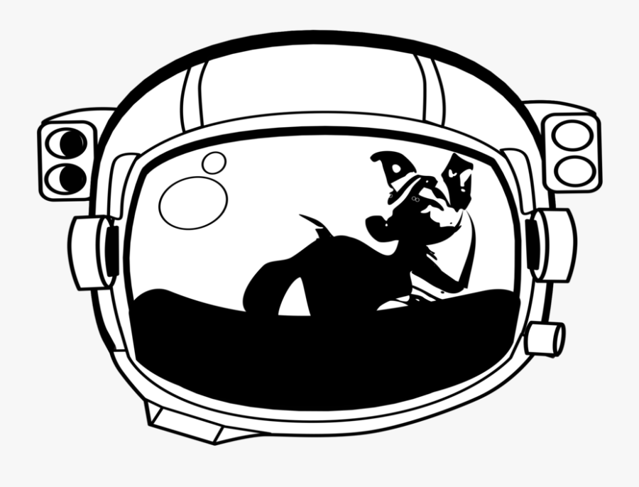 Art,monochrome Photography,headgear - Dog In Space Black And White Cartoon Png, Transparent Clipart