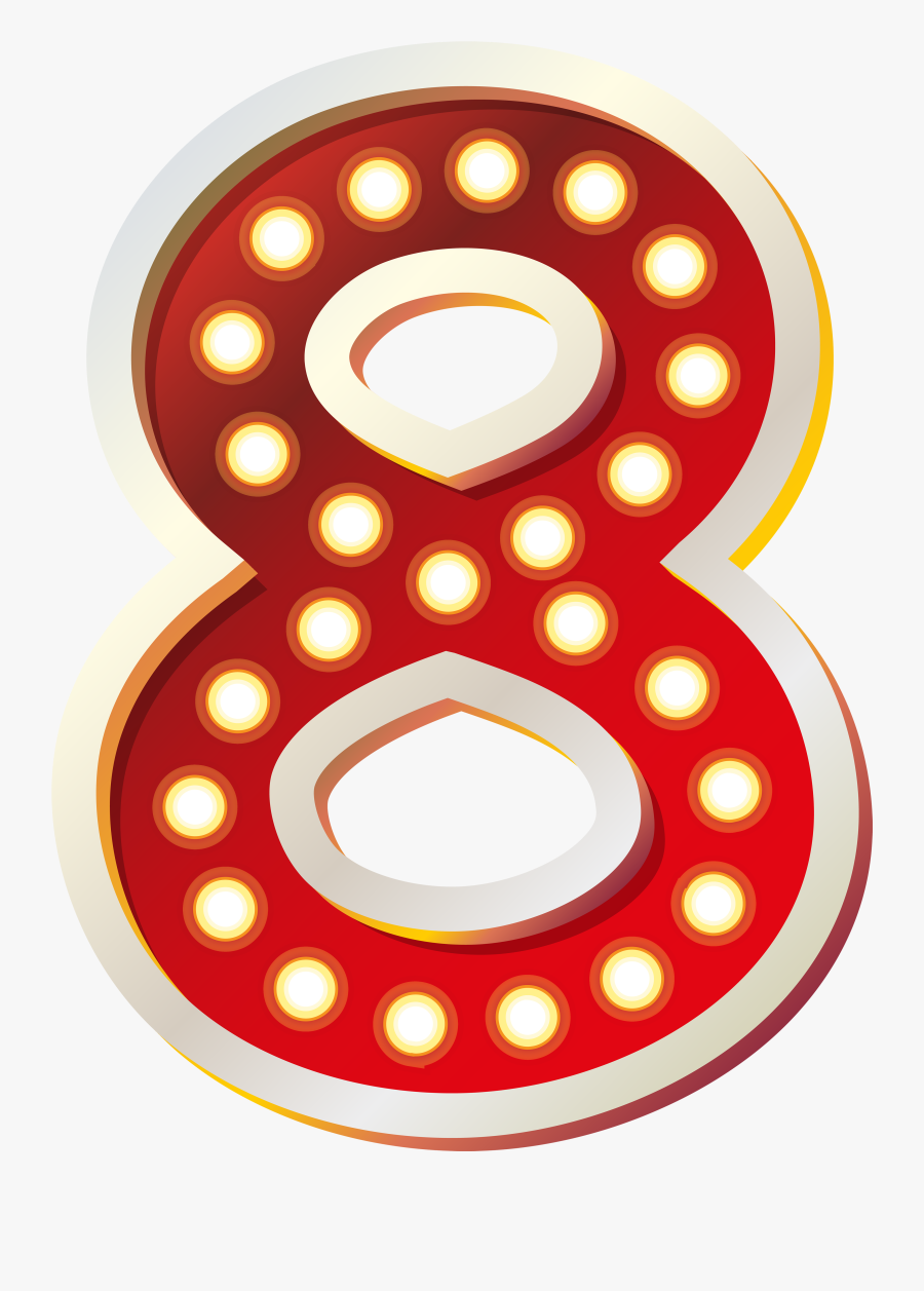 Red Number Eight With Lights Png Clip Art Imageu200b, Transparent Clipart