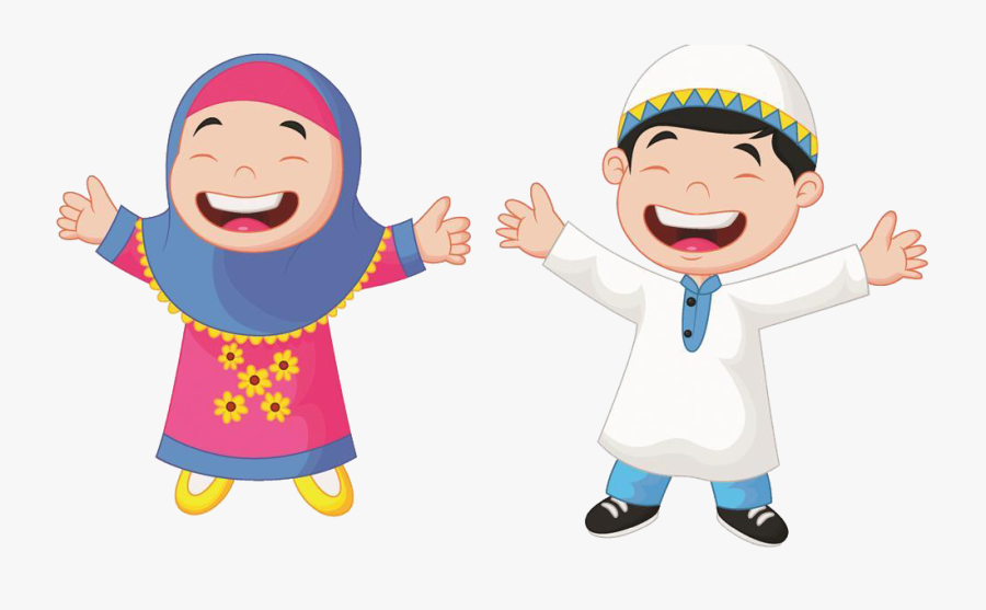 Students Muslim Cartoon Illustration Child Download - Anak Muslim Vector Png, Transparent Clipart