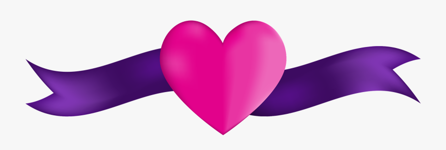Banner, Heart, Ribbon, Pink, Purple - Fibromyalgia, Transparent Clipart