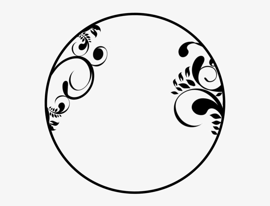 Black, Floral, Circle Frame - Black Circle Frame Png, Transparent Clipart