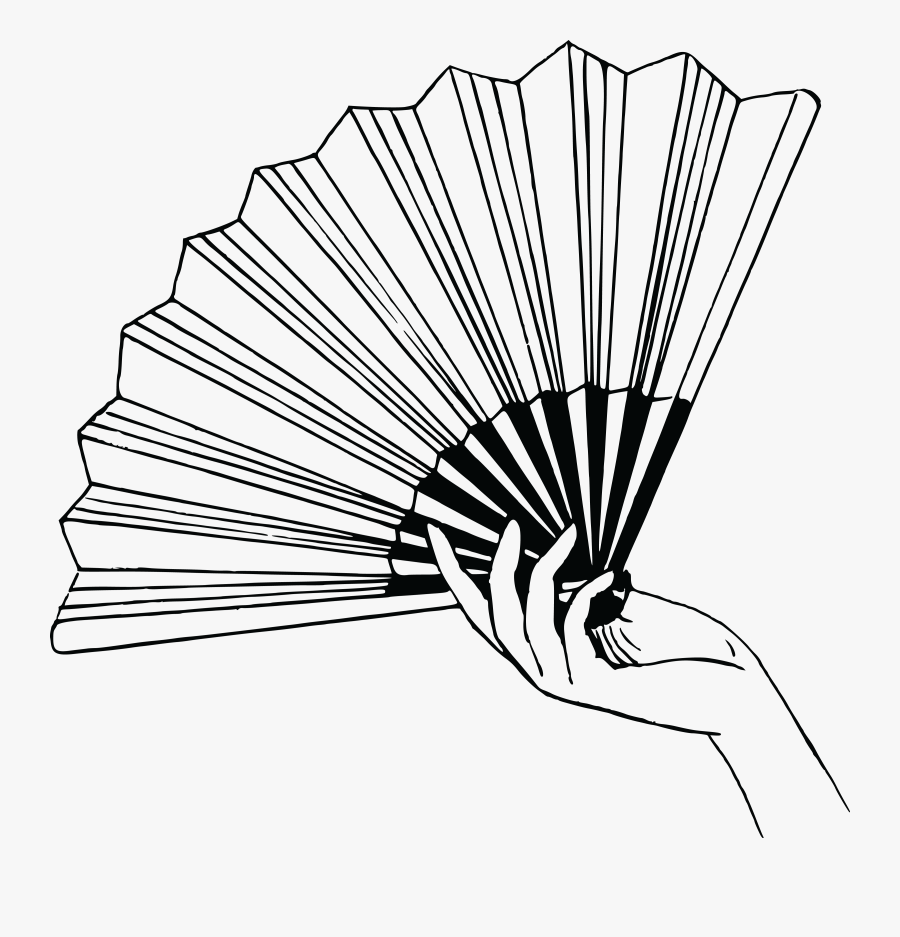 Hand Fan Drawing At - Fan Black And White, Transparent Clipart
