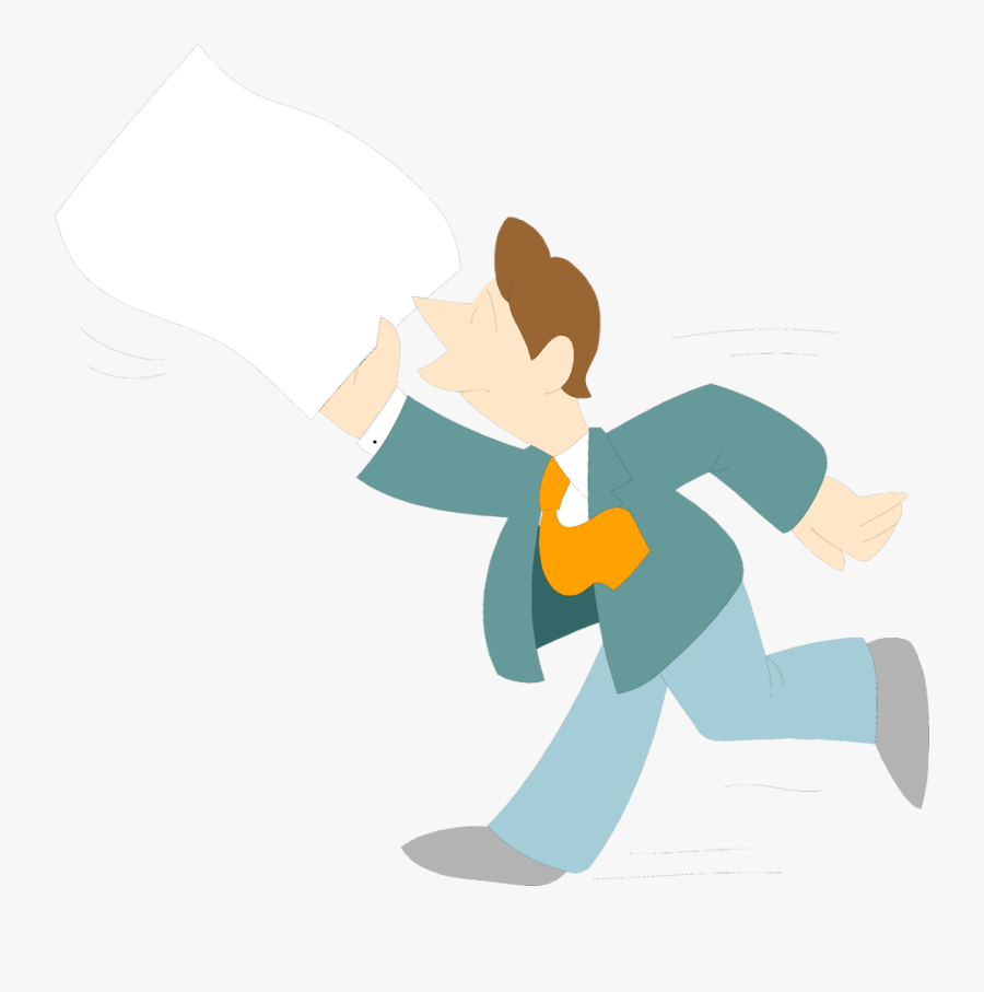 Illustration Of A Man Running With A Blank Paper - Wushu, Transparent Clipart