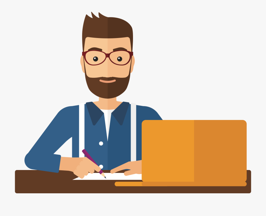How I Take Notes - Man With Laptop Vector Png, Transparent Clipart