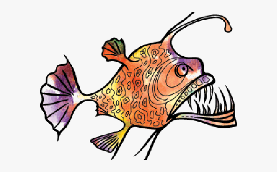 Transparent Angler Clipart - Angler Fish Watercolor, Transparent Clipart
