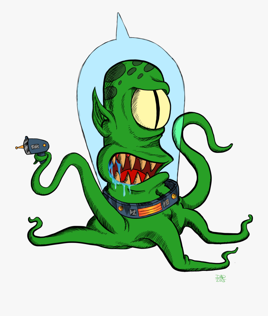 Pixel Dave Having Fun Drawing Kodos Or Is It Kang - Cartoon, Transparent Clipart