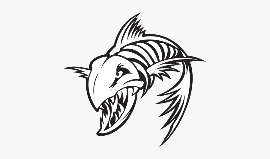 Clip Art Fish Skeleton Logo - Angry Salmon Skeleton, Transparent Clipart