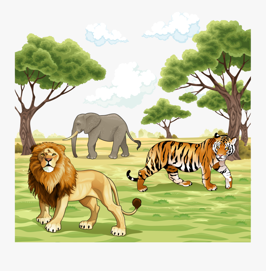 Jungle Clipart Ecosystem - Nature With Animals Clipart, Transparent Clipart