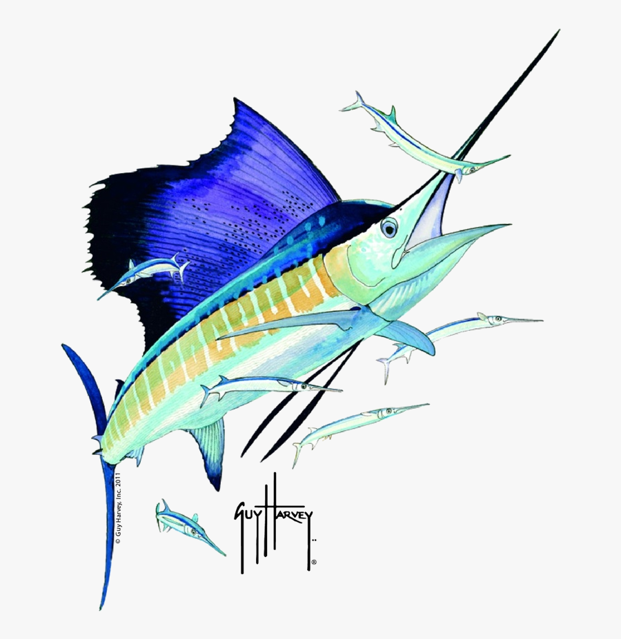 Transparent Marlin Fish Png - Sailfish Guy Harvey Art, Transparent Clipart