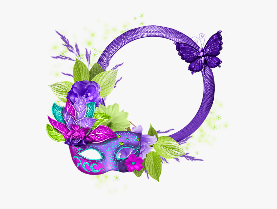 Clipart Flowers Butterfly - Cadre Photo Mardi Gras, Transparent Clipart