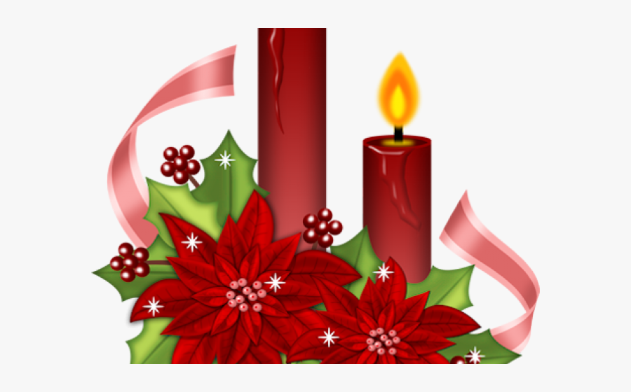 Christmas Holly And Candles, Transparent Clipart