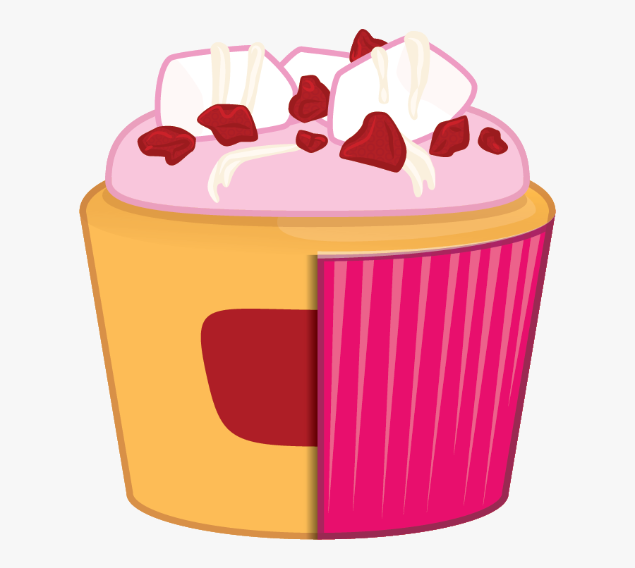 Strawberry Marshmallow Cupcake, Transparent Clipart