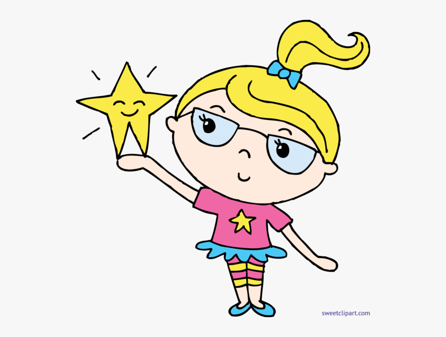 Transparent Silly People Clipart - Girl Holding A Star Clipart, Transparent Clipart