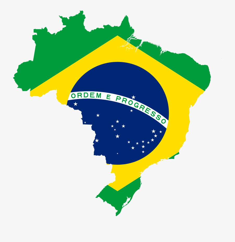 Brazil Map Cliparts - Brazil Flag Country Shape, Transparent Clipart