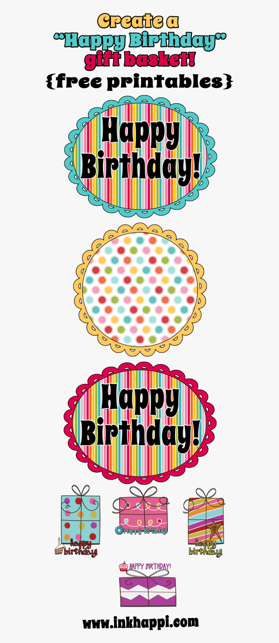 Birthday Gift Basket Ideas With Free Printables - Circle, Transparent Clipart
