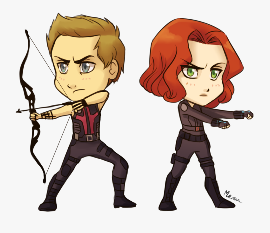 Hawkeye And Black Widow Chibi - Black Widow And Hawkeye Png, Transparent Clipart