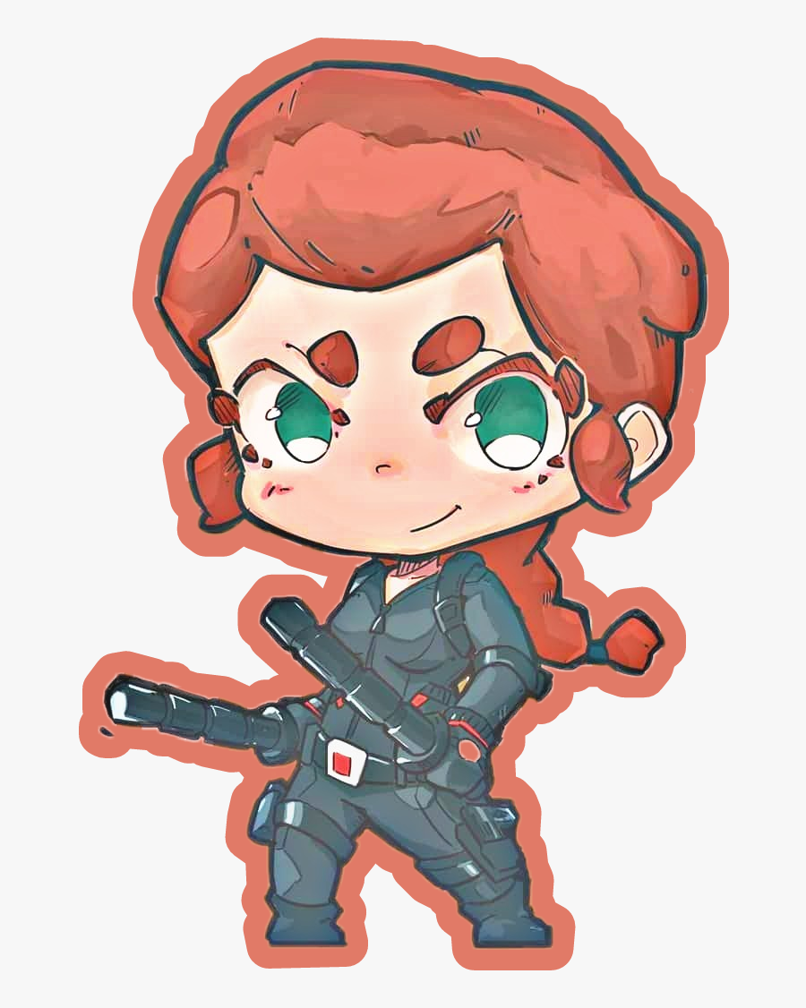 Black Widow Chibi Fan Art Sticker - Black Widow Chibi, Transparent Clipart