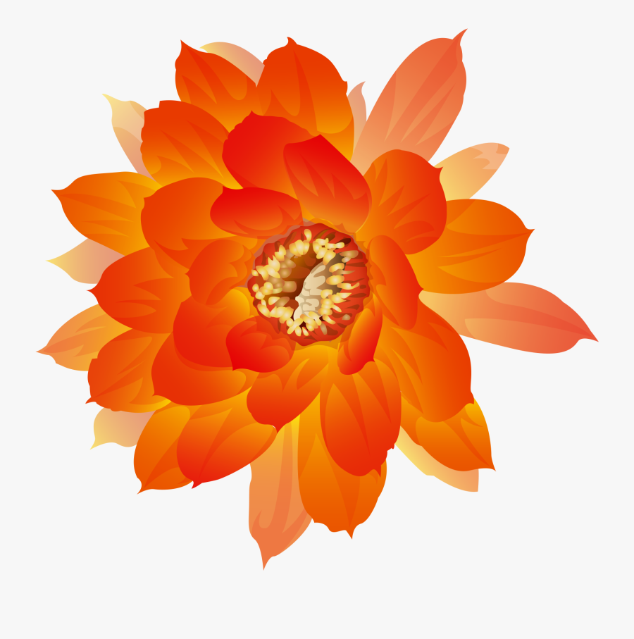 Transparent Dahlia Clipart - Transparent Background Watercolor Flower Orange Flower, Transparent Clipart