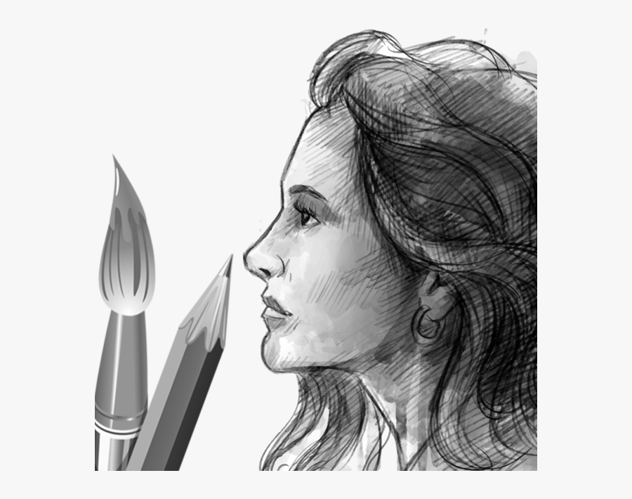 Clip Art Art Pencil Drawing On - Портрет В Профиль Акварель, Transparent Clipart