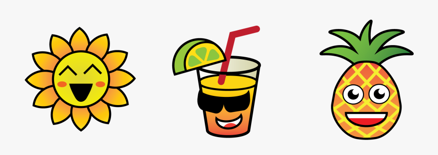 2181 X 882 - Summer Emojis, Transparent Clipart
