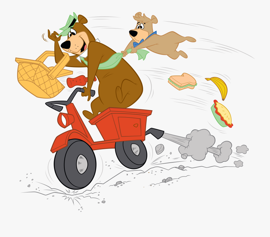Yogi Bear Riding Motorcycle, Transparent Clipart
