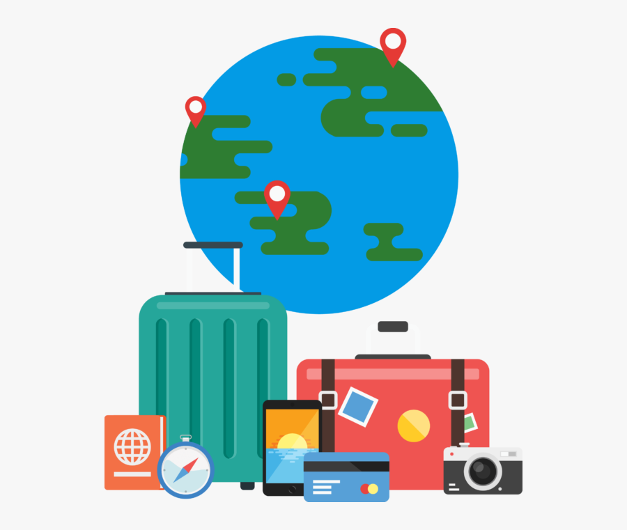 Travel Luggage - Cartoon Luggage Transparent Background, Transparent Clipart