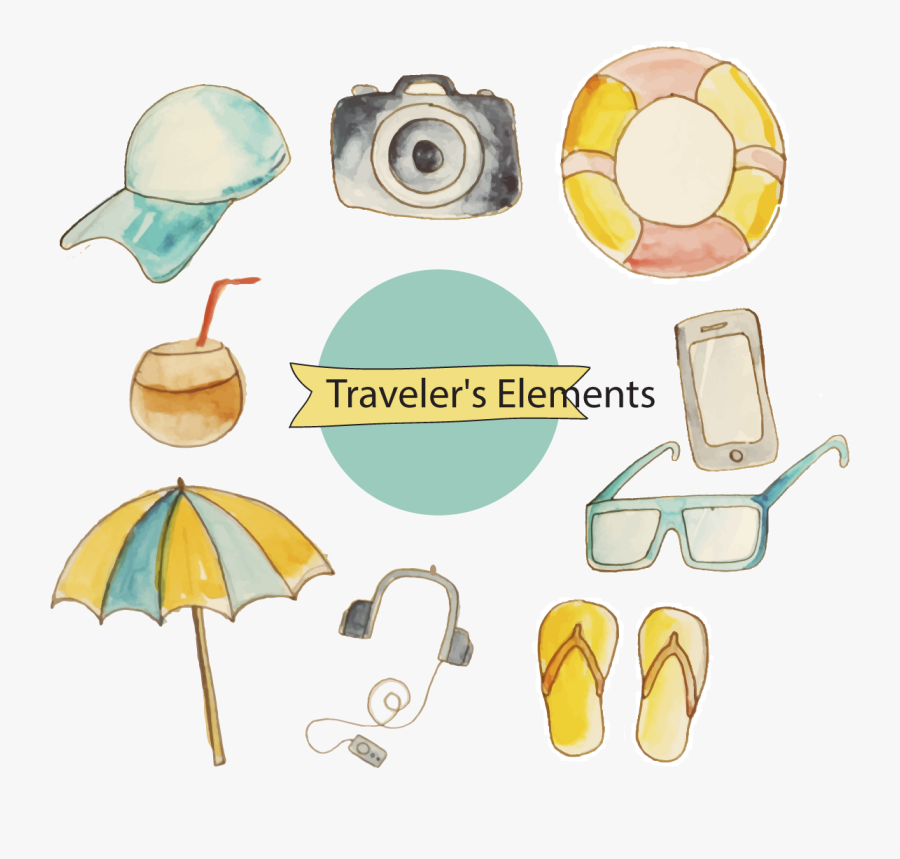 Resort Beach Element Watercolor Euclidean Vector Painting - Watercolor Painting, Transparent Clipart