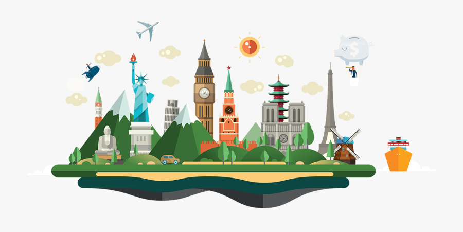 World Famous Landmarks Illustration, Transparent Clipart