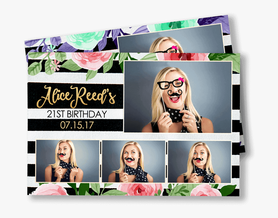 Floral Stripes Postcard - Postcard, Transparent Clipart