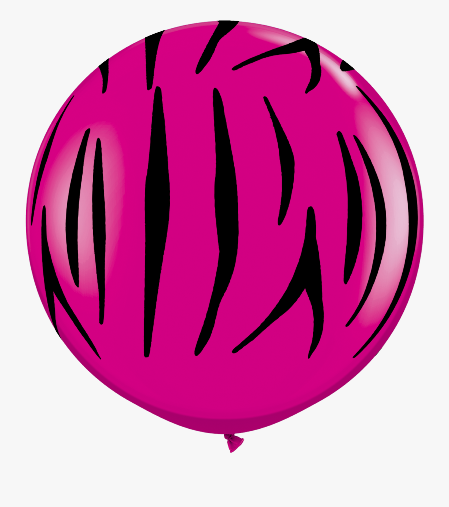 3ft Zebra Stripes A Round Wild Berry Latex Balloons - Balloon, Transparent Clipart
