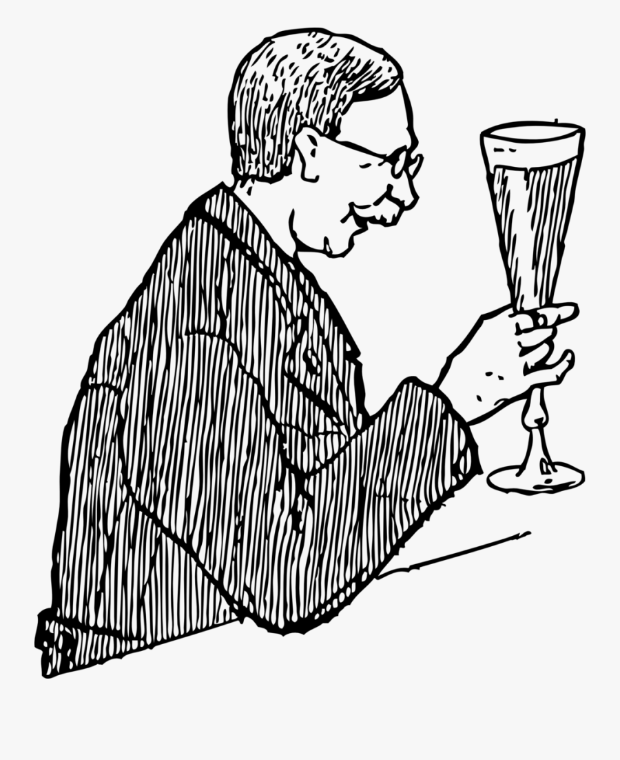 Beer Clip Art Download - Drawing Of A Man Drinking, Transparent Clipart