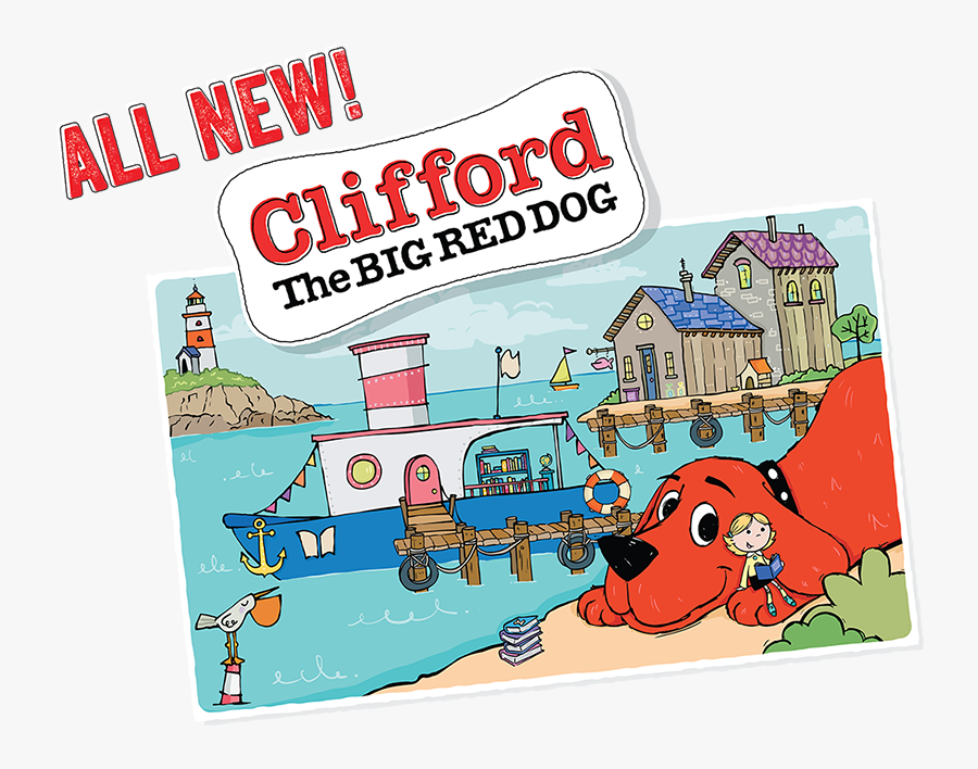 A Postcard Of A Lovely Fishing Town With Clifford Smiling - Clifford The Big Red Dog 2019, Transparent Clipart