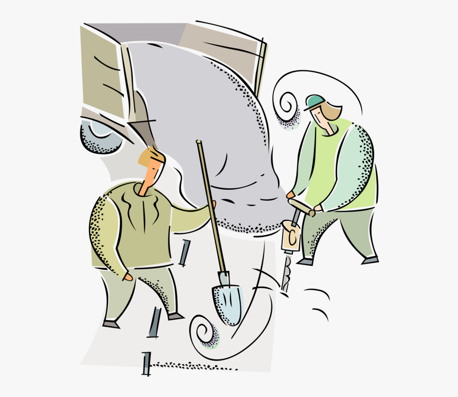 Work Crew With Jackhammer - Street Construction Vector Png, Transparent Clipart