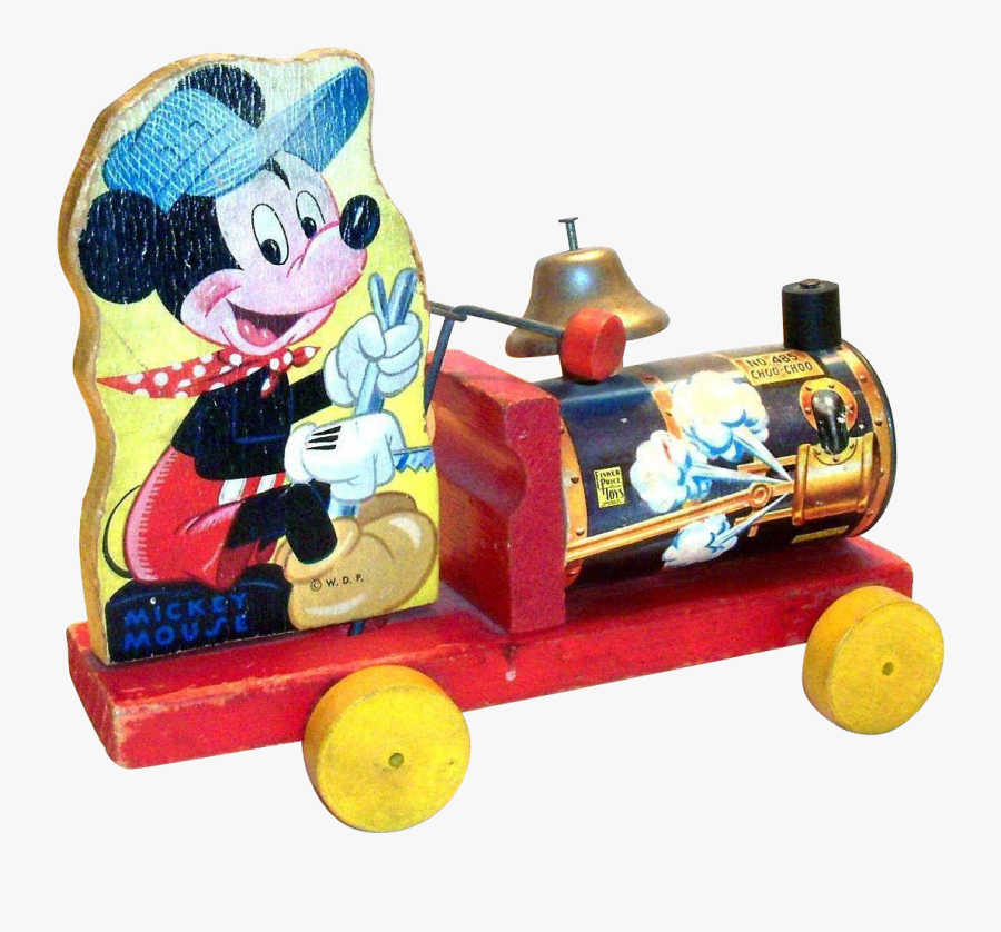 Clip Art Vintage Mickey Mouse Choo - Vintage 1950 Mickey Mouse Pull Toy, Transparent Clipart