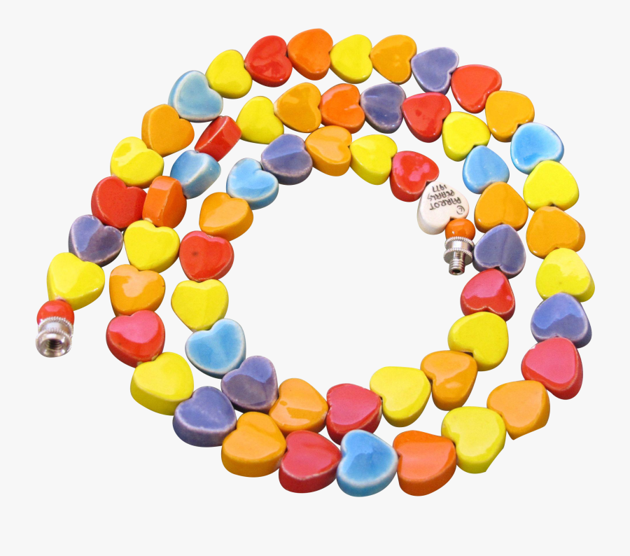 Vintage Parrot Pearls Candy Hearts Ceramic Necklace - Circle, Transparent Clipart