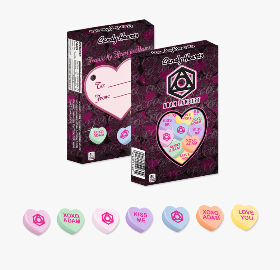 Adam Lambert Candy Hearts - Heart, Transparent Clipart