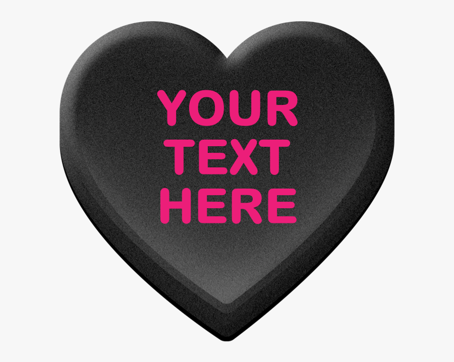 Black Custom Candy Heart Tile Coaster - Custom Love Hearts Candy, Transparent Clipart
