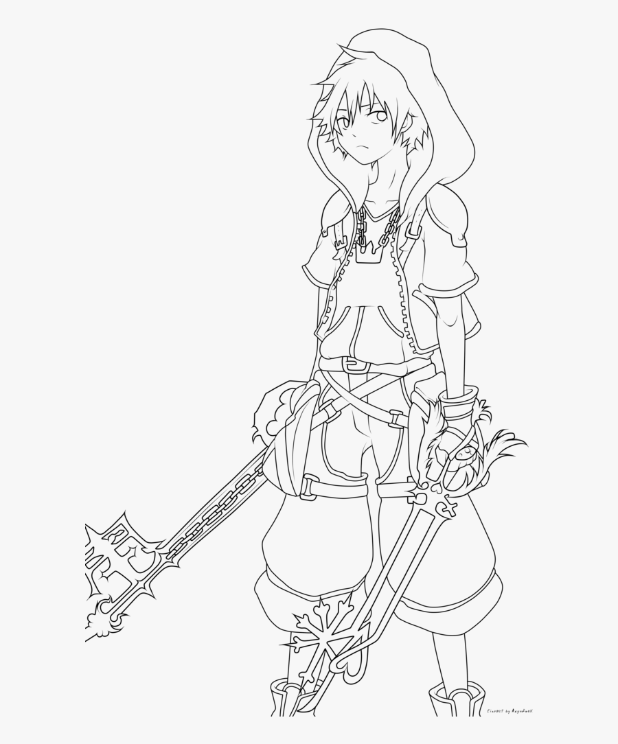 Kingdom Hearts Outline Coloring Pages Funny New With - Kingdom Hearts Line Art, Transparent Clipart